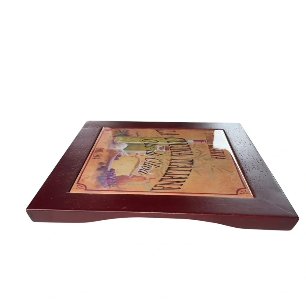 La Cucina Italiana Wall Plaque Mahogany wood Rustic Italian Kitchen Décor Signed